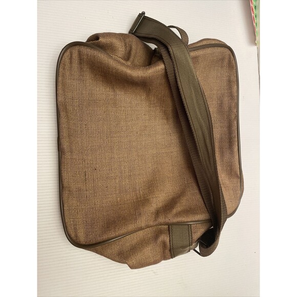 Vintage 70s Oscar de la Renta Khaki Tweed Travel Shoulder Bag Men's Carry-on EUC - Picture 5 of 5